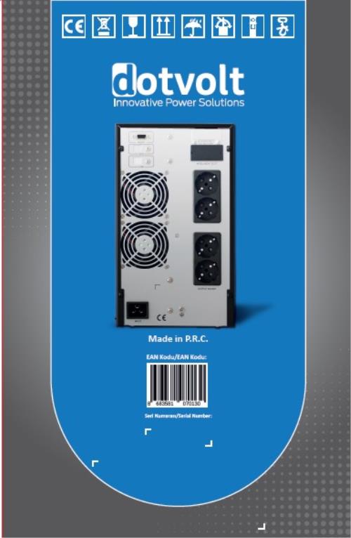 DOTVOLT VOLT MN 3KVA 6x12V/7AH Akülü ONLİNE 1F/1F LCD Ekranlı 5/10 DK UPS UPS-00013 3KVA
